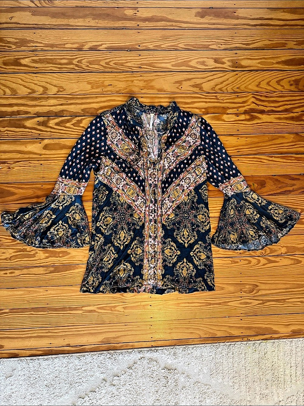 Free People Magic Mystery Tunic Floral Blue & Pink Medium